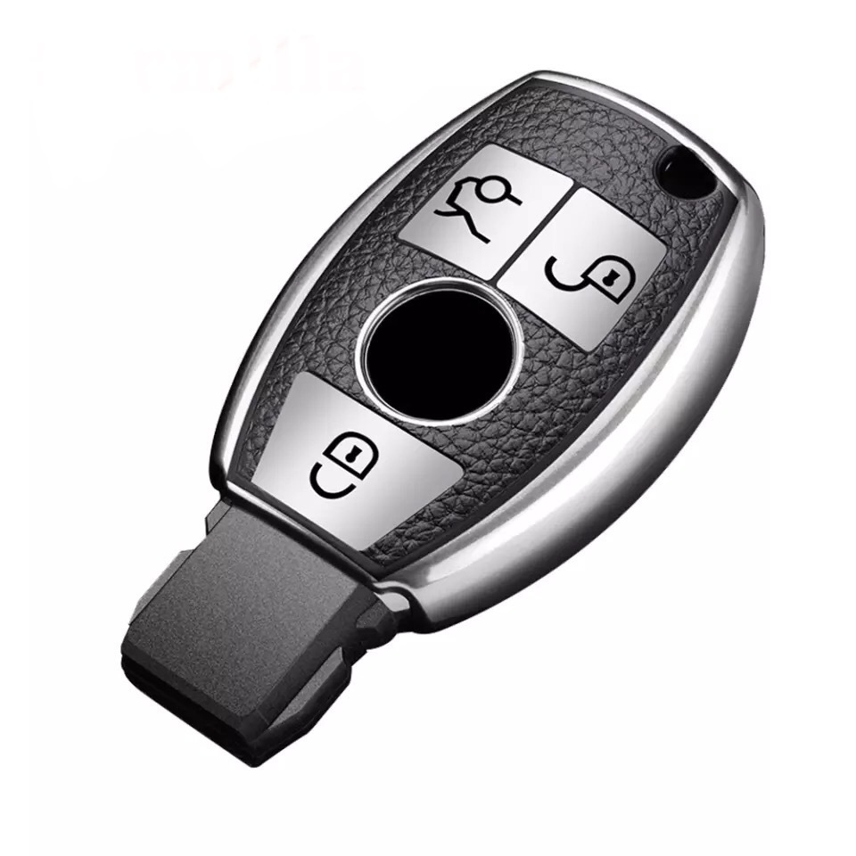 Чехол на выкидной ключ TPU Mercedes silver