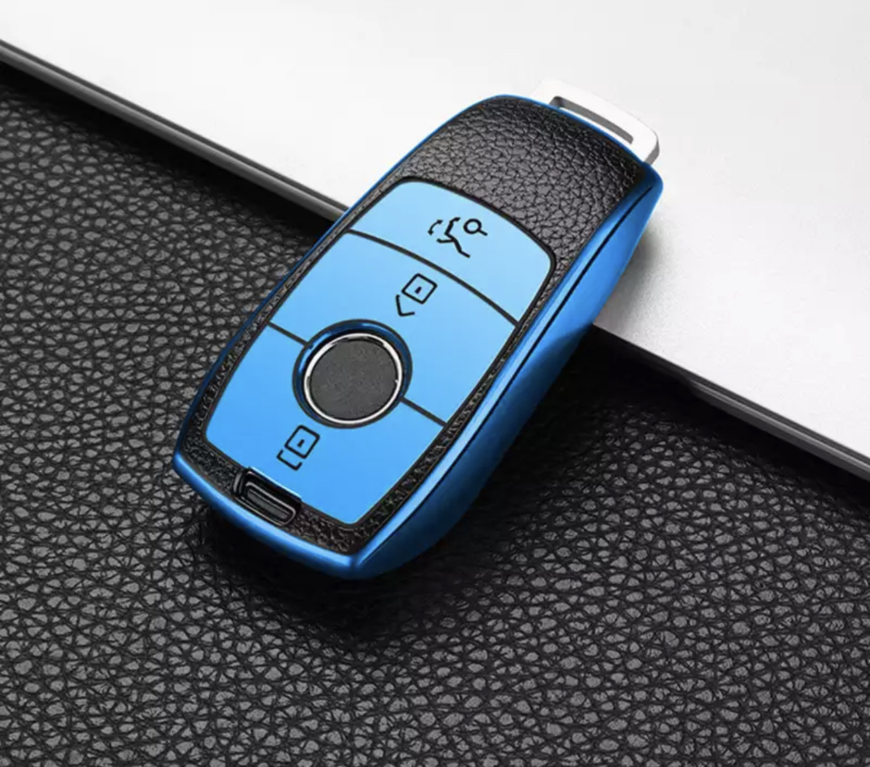 Чехол на выкидной ключ  TPU Mercedes new blue