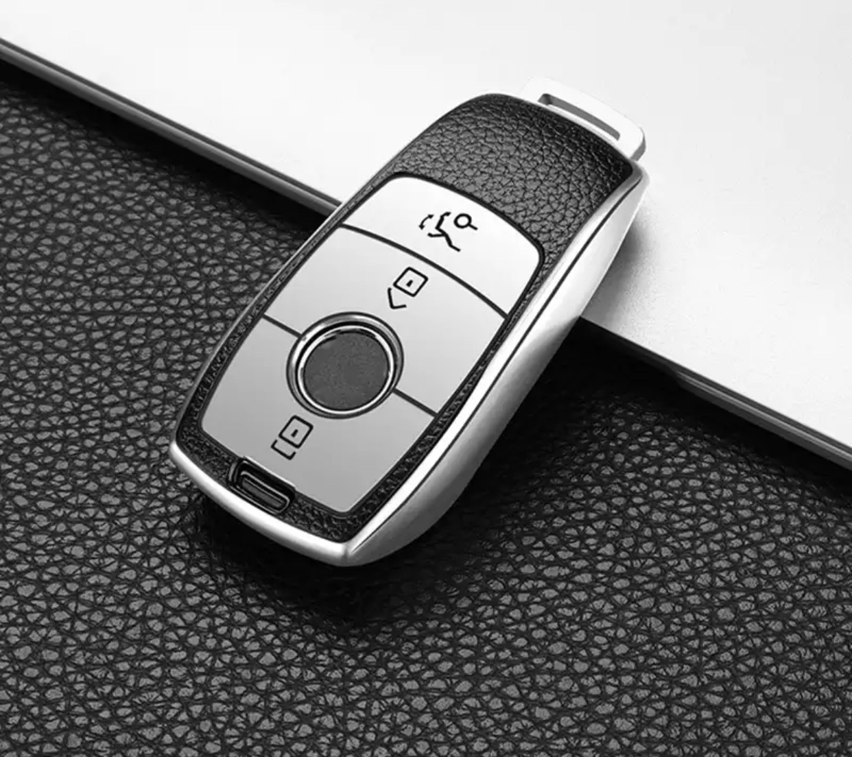 Чехол на выкидной ключ TPU Mercedes new silver
