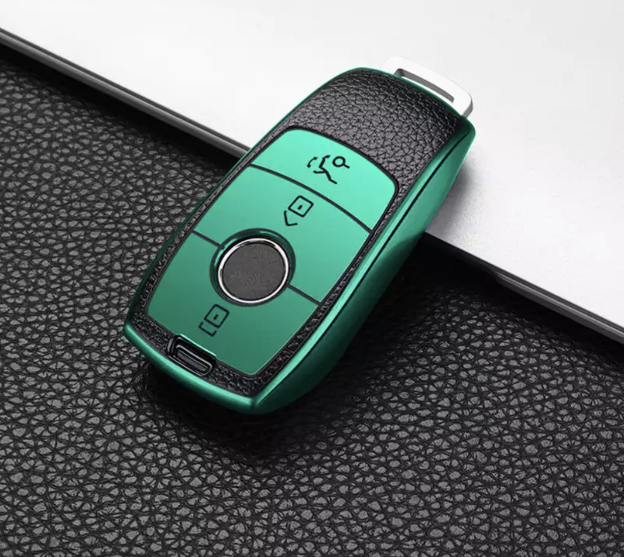 Чехол на выкидной ключ TPU Mercedes new green